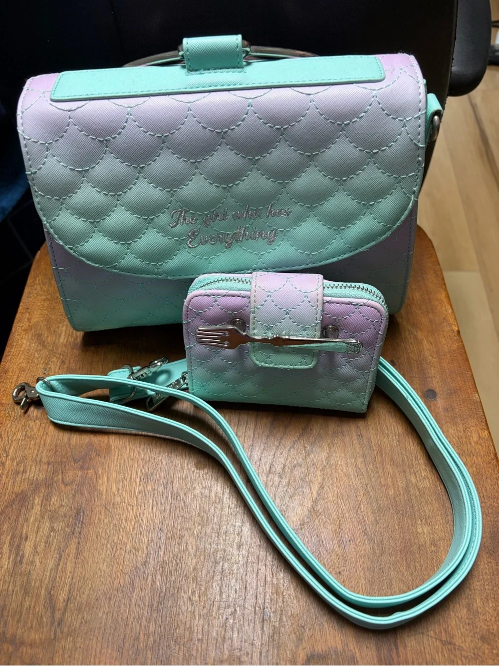 Loungefly Little Mermaid crossbody purse and matching wallet